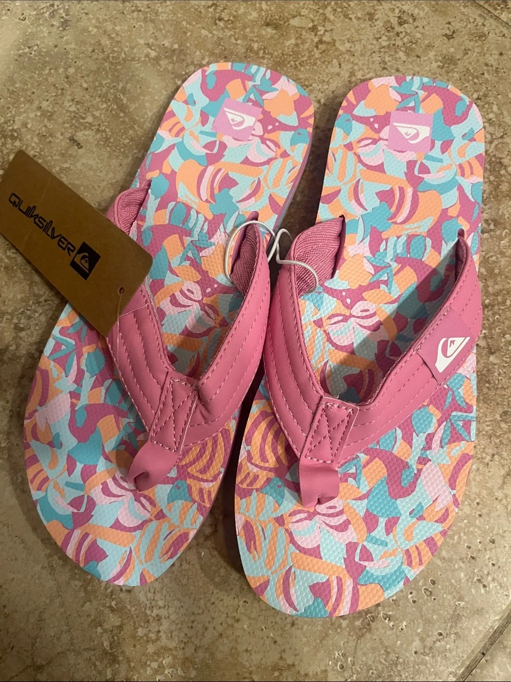 Roxy Quiksilver Kids Pink Flip Flops NWT